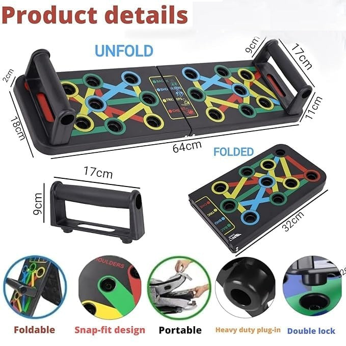 Premium 15 In 1 Pushup Board: Gym Equipment for Home Workout, Versatile Pushup Stand, Ideal Home Gym Equipment for Strength Training and Fitness, Durable and Ergonomic Design (Black)