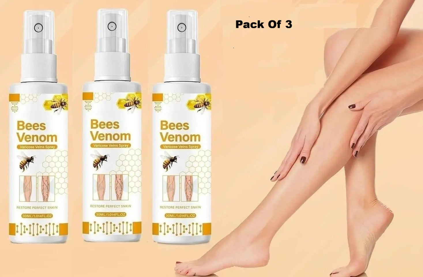 Bees Venom Spray Natural Relief For Varicose Veins & Spider Veins (Pack Of 3)