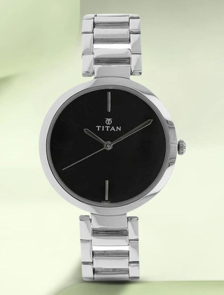 Round Silver Titan Youth Analog Black Dial Women Watch