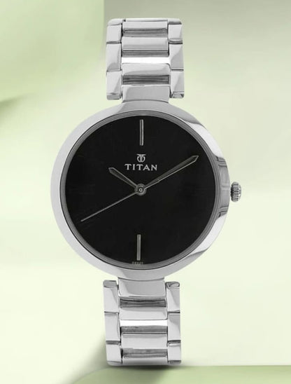 Round Silver Titan Youth Analog Black Dial Women Watch