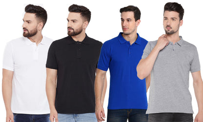 Cotton Blend Polo Collar Men'S Tshirt (Pack Of 4)-XXL
