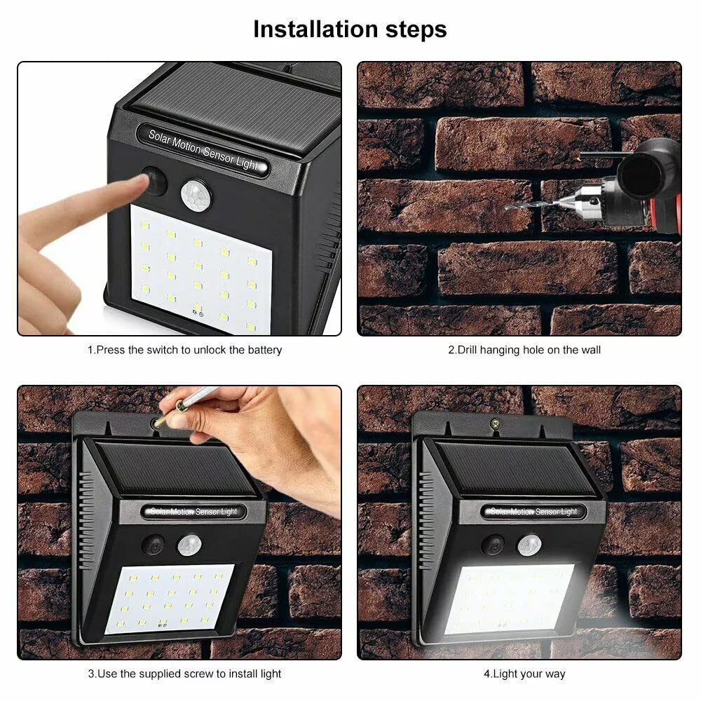 Solar Lights With 20 LED Solar Motion Sensor Light