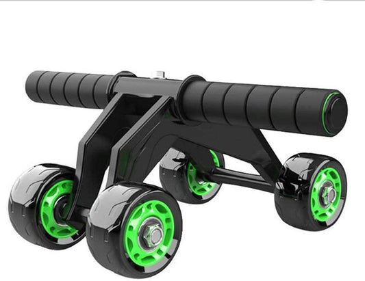 Abdominal Stomach Exerciser 4 Roller/Wheel Training Equipment Abs Massager (Green)